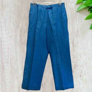 VINTAGE DAVID N. -- Capri Pants, Wide Leg, Cuffed, Pleated, Lined, Blue, Fr. Zip